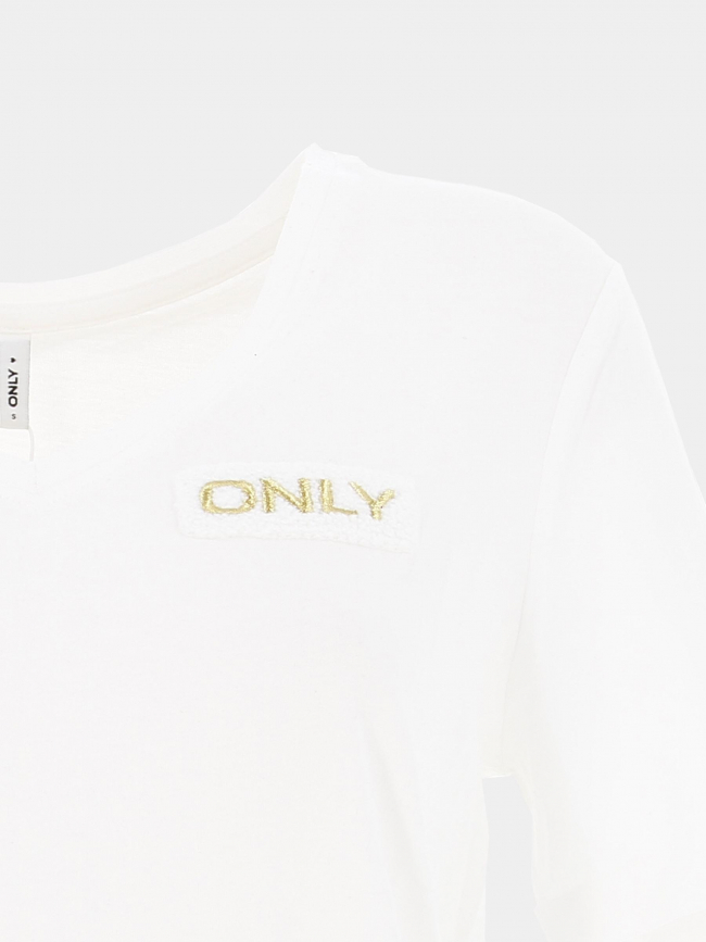 T-shirt col v nori blanc femme - Only