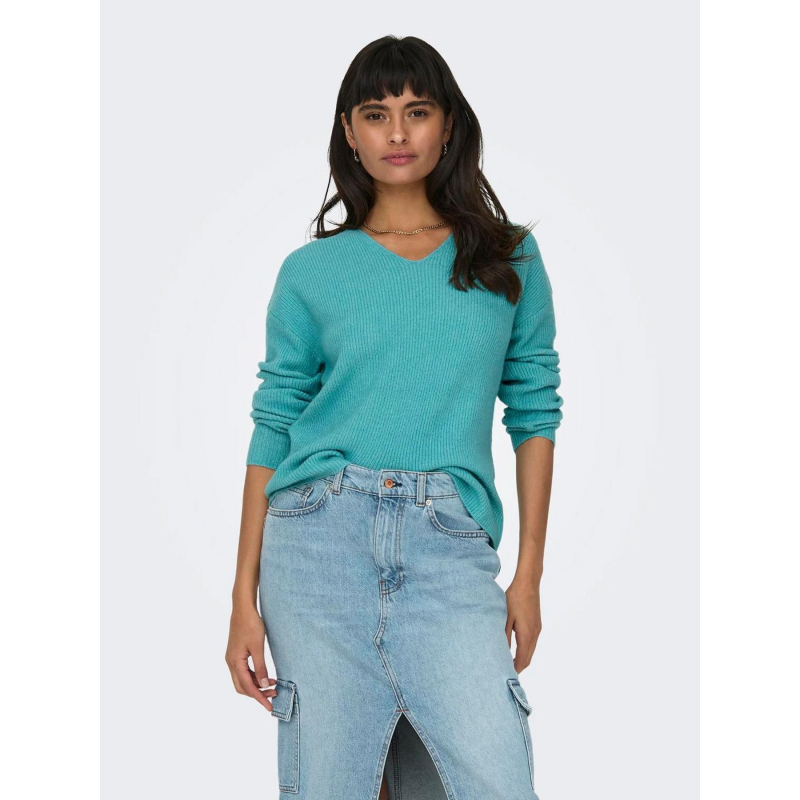 Pull col v camilla bleu femme - Only