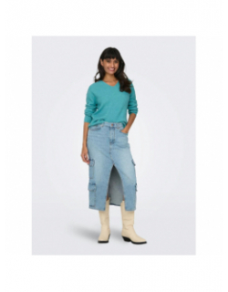 Pull col v camilla bleu femme - Only