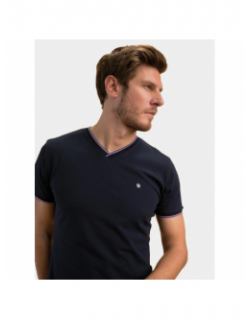 T-shirt col v tarak bleu marine homme - Benson & Cherry