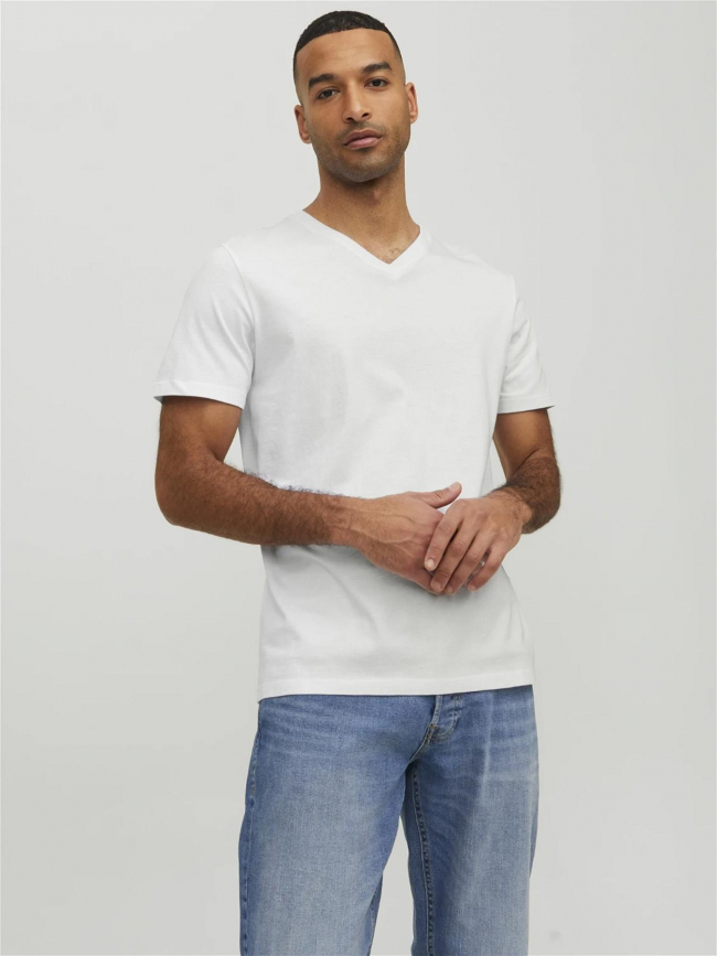 T-shirt organic basic col v blanc homme - Jack & Jones