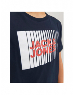 T-shirt corp logo rayures bleu marine garçon - Jack & Jones