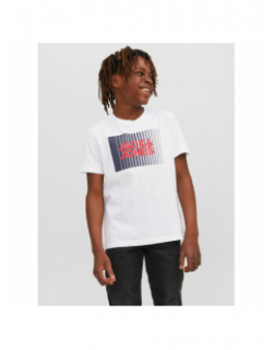 T-shirt corp logo rayures blanc enfant - Jack & Jones
