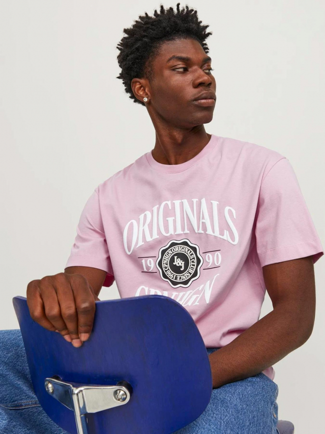 T-shirt originals rose et blanc homme - Jack & Jones