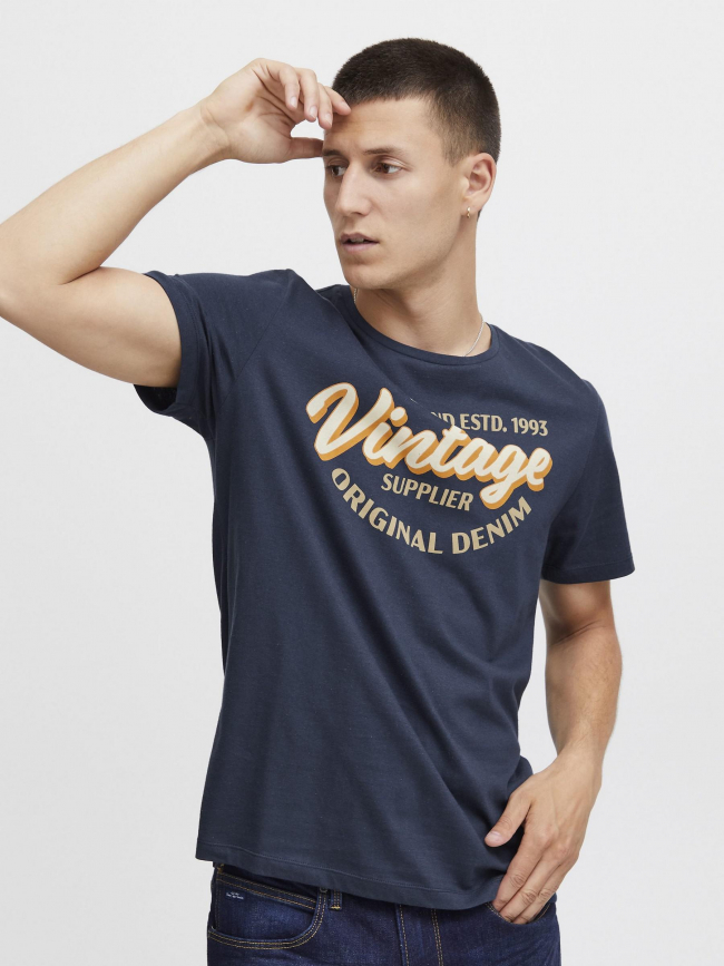 T-shirt vintage logo bleu marine homme - Blend