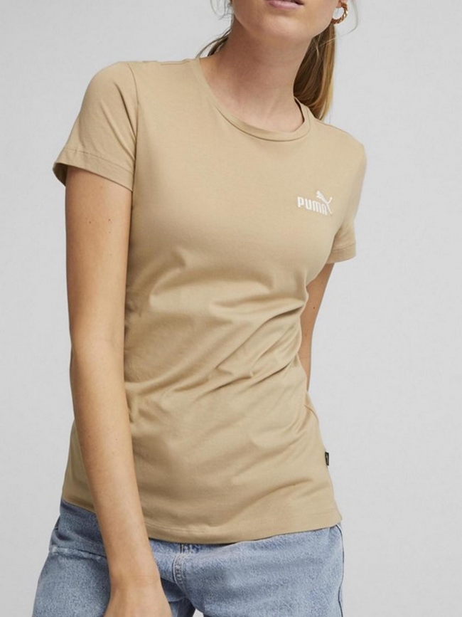 T-shirt essential embroi logo beige femme - Puma