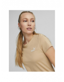 T-shirt essential embroi logo beige femme - Puma