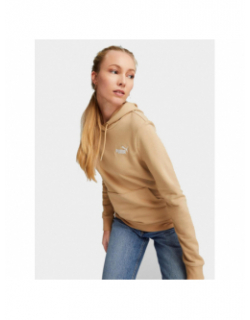 Sweat uni logo essential embroi beige femme - Puma