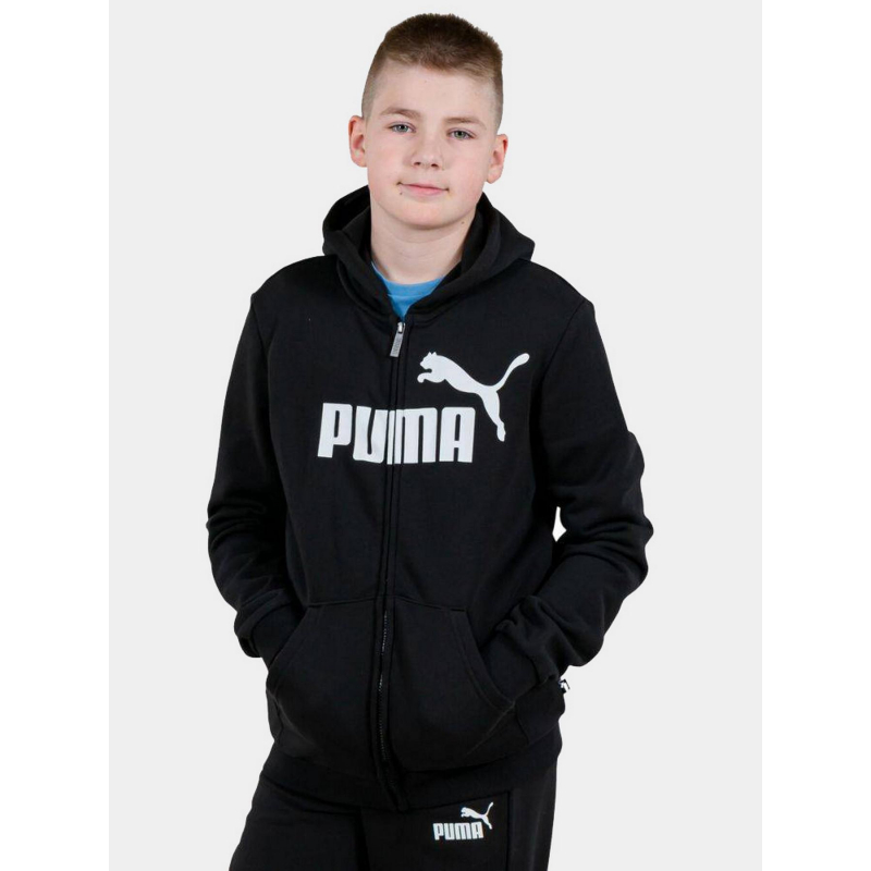 Sweat zippé à capuche essential noir enfant - Puma