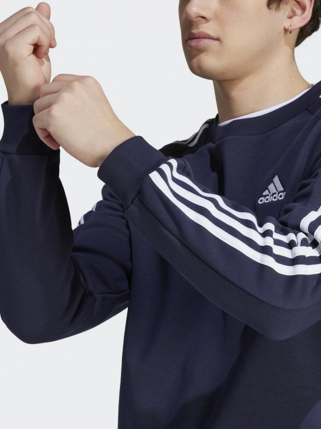 Sweat 3 stripes bleu marine homme - Adidas