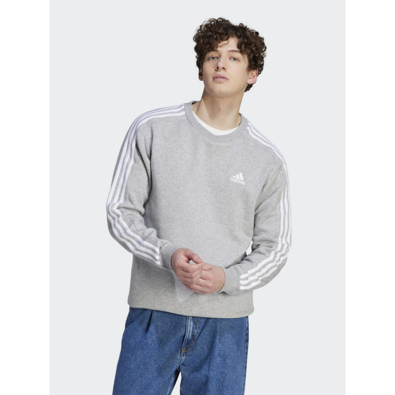 Sweat 3s fl basique logo gris clair homme - Adidas