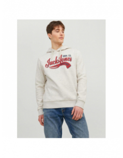 Sweat à capuche logo trademark gris homme - Jack & Jones