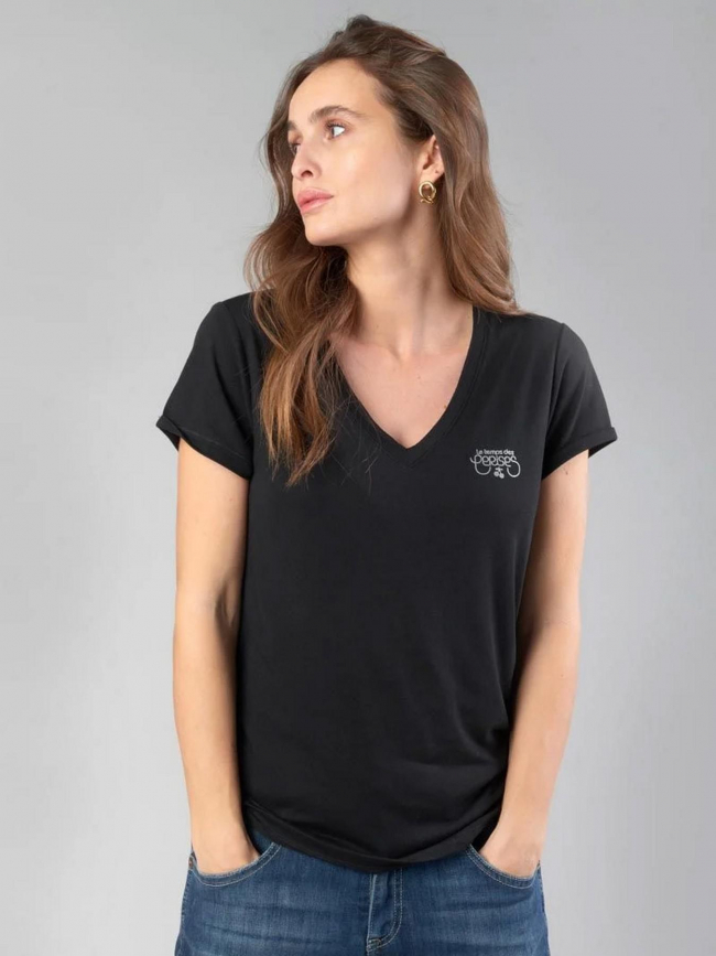 T-shirt smallvtrame argenté noir femme - Le Temps Des Cerises