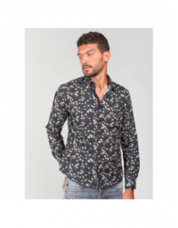 Chemise gebas motif floral noir homme - Le Temps Des Cerises