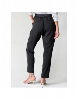 Pantalon droit détail argenté noir femme - Le Temps Des Cerises