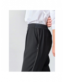 Pantalon droit détail argenté noir femme - Le Temps Des Cerises