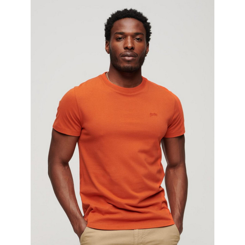 T-shirt essential logo brodé orange homme - Superdry