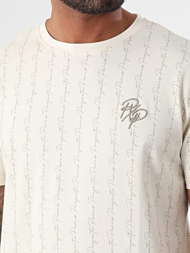 T-shirt imprimé logo beige homme - Project x Paris