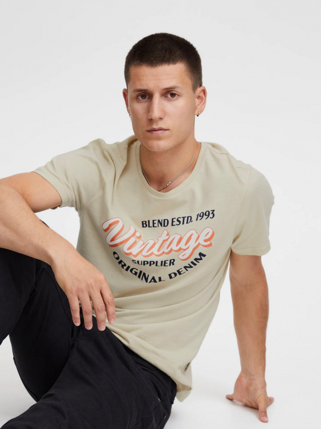 T-shirt vintage logo beige homme - Blend