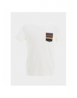 T-shirt poche colorée rayures blanc homme - Blend