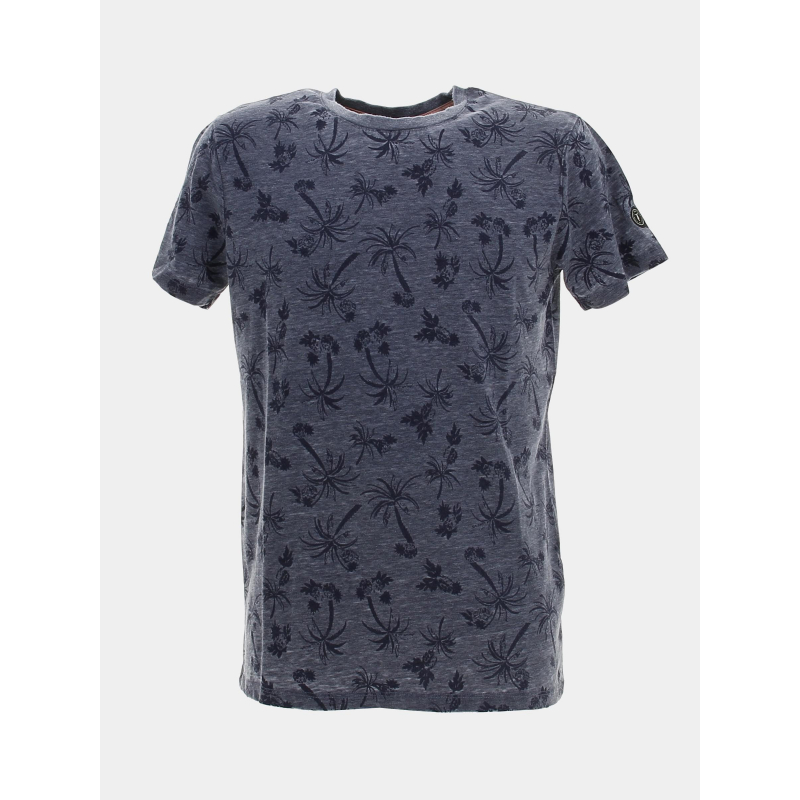 T-shirt motifs palmier osmel bleu homme - Le Temps Des Cerises