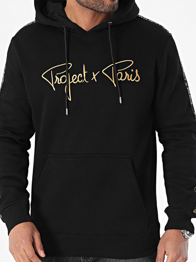 Sweat à capuche logo doré noir homme - Project X Paris