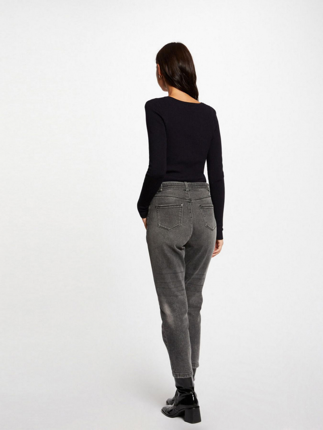 Pull col v boutonné migno noir femme - Morgan