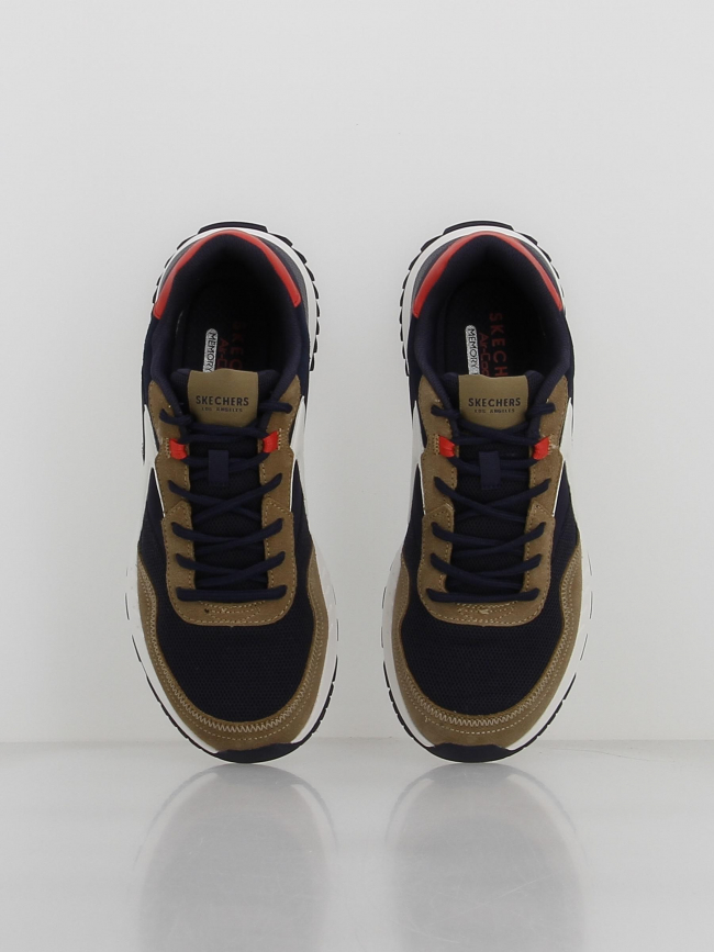 Baskets fury lace low bleu marine kaki homme - Skechers