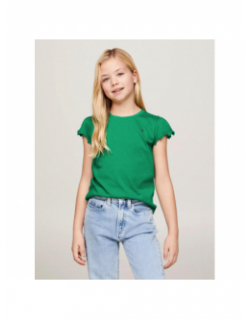 T-shirt uni ruffle vert fille - Tommy Hilfiger