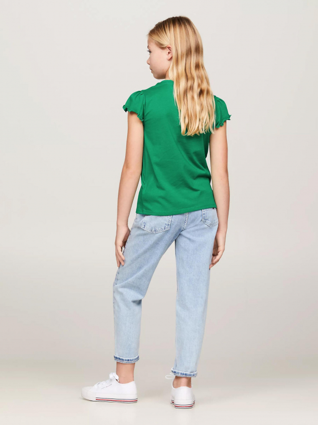 T-shirt uni ruffle vert fille - Tommy Hilfiger