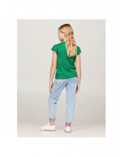 T-shirt uni ruffle vert fille - Tommy Hilfiger