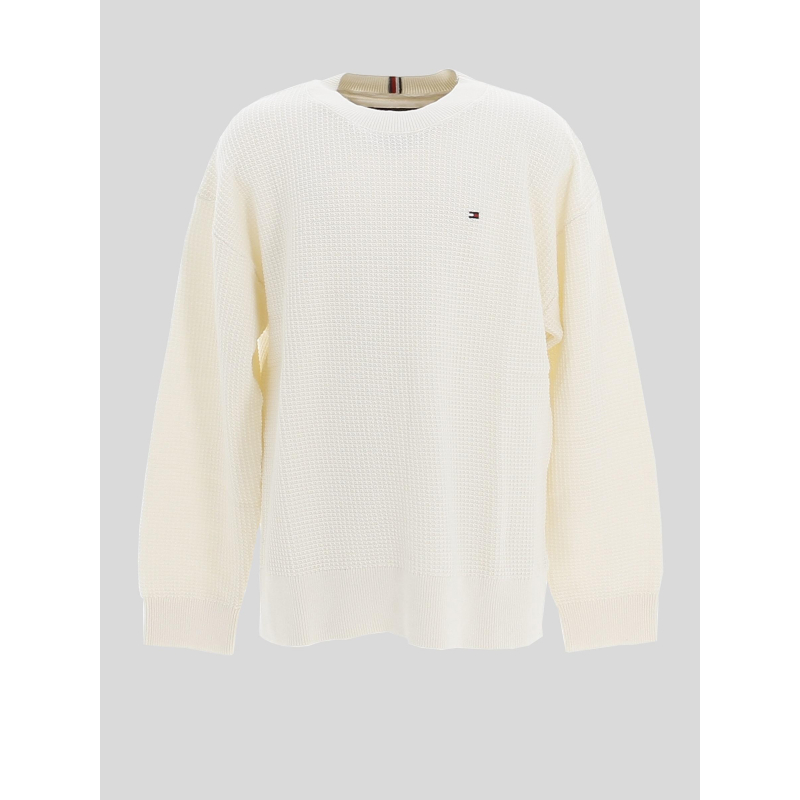 Pull tissage alvéolé blanc garçon - Tommy Hilfiger