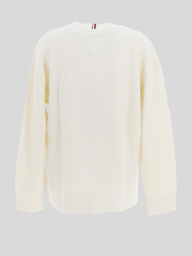 Pull tissage alvéolé blanc garçon - Tommy Hilfiger