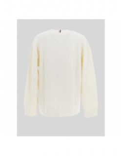 Pull tissage alvéolé blanc garçon - Tommy Hilfiger
