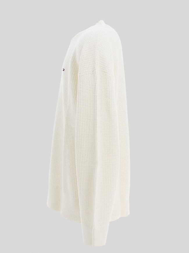 Pull tissage alvéolé blanc garçon - Tommy Hilfiger