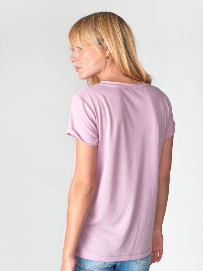 T-shirt col v smallvtra rose femme - Le Temps Des Cerises