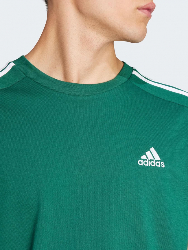 T-shirt 3 stripes logo brodé vert homme - Adidas