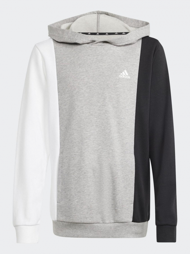 Sweat à capuche gris/blanc/noir enfant - Adidas