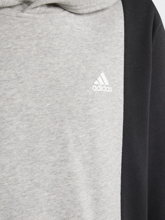 Sweat à capuche gris/blanc/noir enfant - Adidas