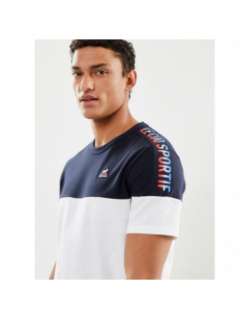 T-shirt logo brodé tricolore blanc/bleu homme - Le Coq Sportif
