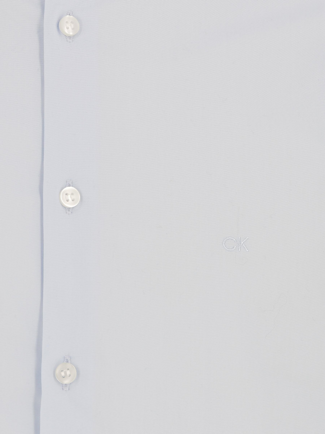 Chemise polpin stretch slim logo brodé bleu homme - Calvin Klein
