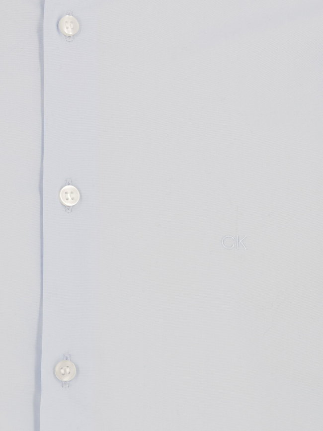Chemise polpin stretch slim logo brodé bleu homme - Calvin Klein