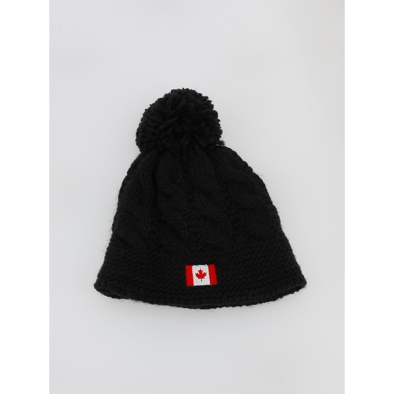 Bonnet à pompon drapeau canada noir enfant - Cairn