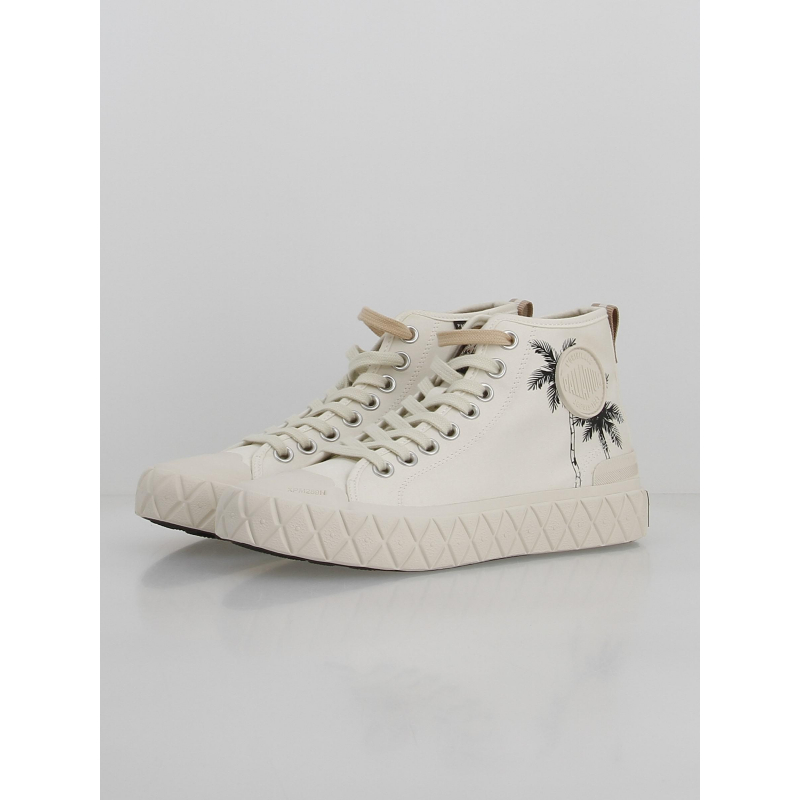 Baskets montantes toile palla ace blanc crème femme Palladium