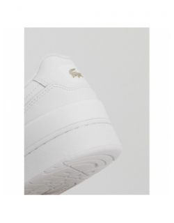 Baskets t-clip cuir logo doré blanc femme - Lacoste