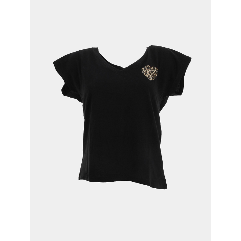 T-shirt col v coeur leopard nina noir femme - Only