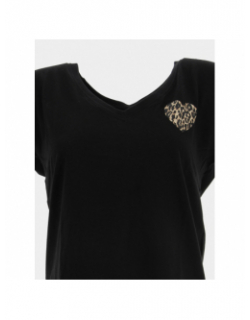 T-shirt col v coeur leopard nina noir femme - Only