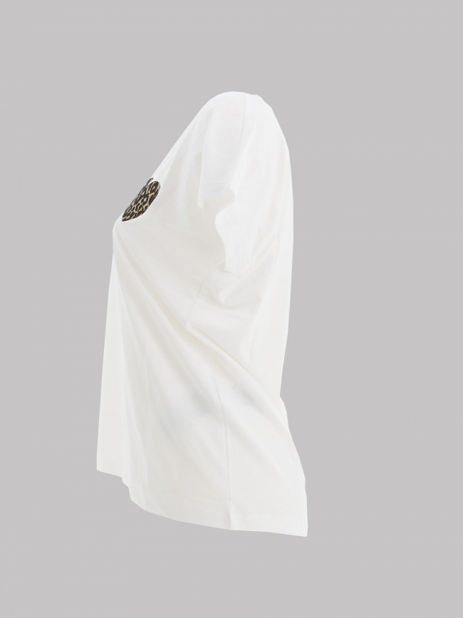 T-shirt col v coeur leopard nina blanc femme - Only