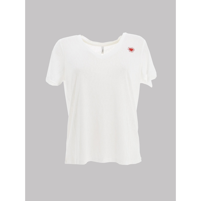 T-shirt col v belle love blanc femme - Only