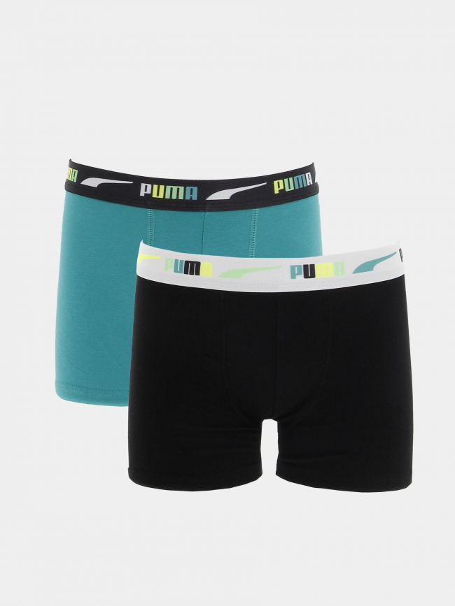 Pack 2 boxers printed turquoise/noir garçon - Puma